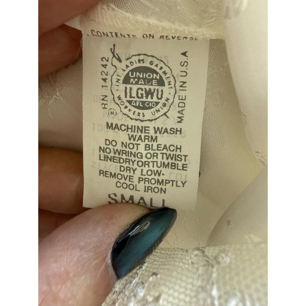 Vintage Carole Hochman Ivory Lace Nightgown, Floral Jacquard Slip (Size Small) - Picture 6 of 9